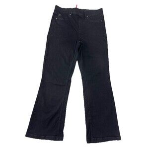 SPANX Womens Large Petite Black Bootcut Flare Pull On Shaping Jeans 28 Inseam